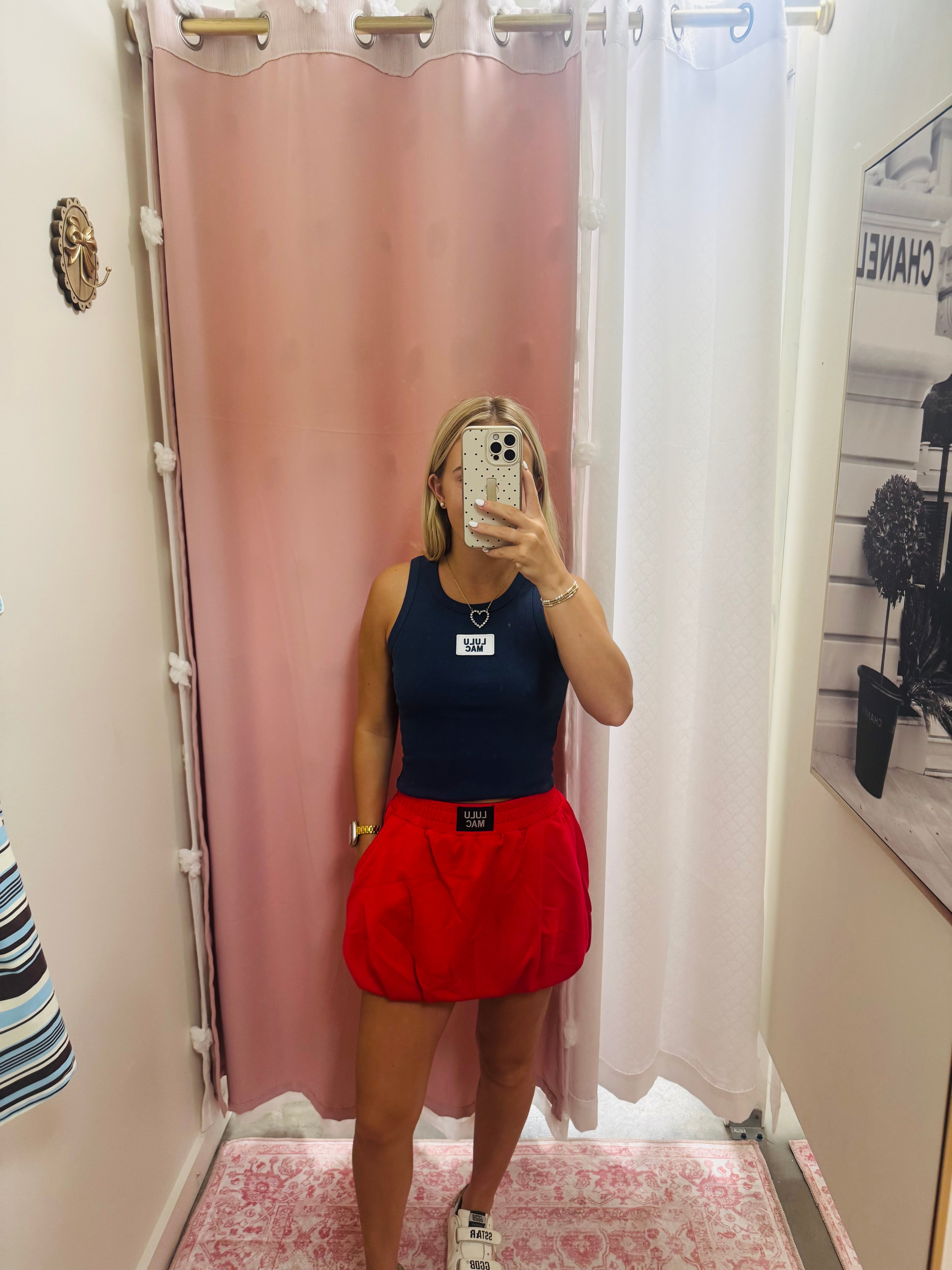 Red Lulu Mac Bubble Skirt