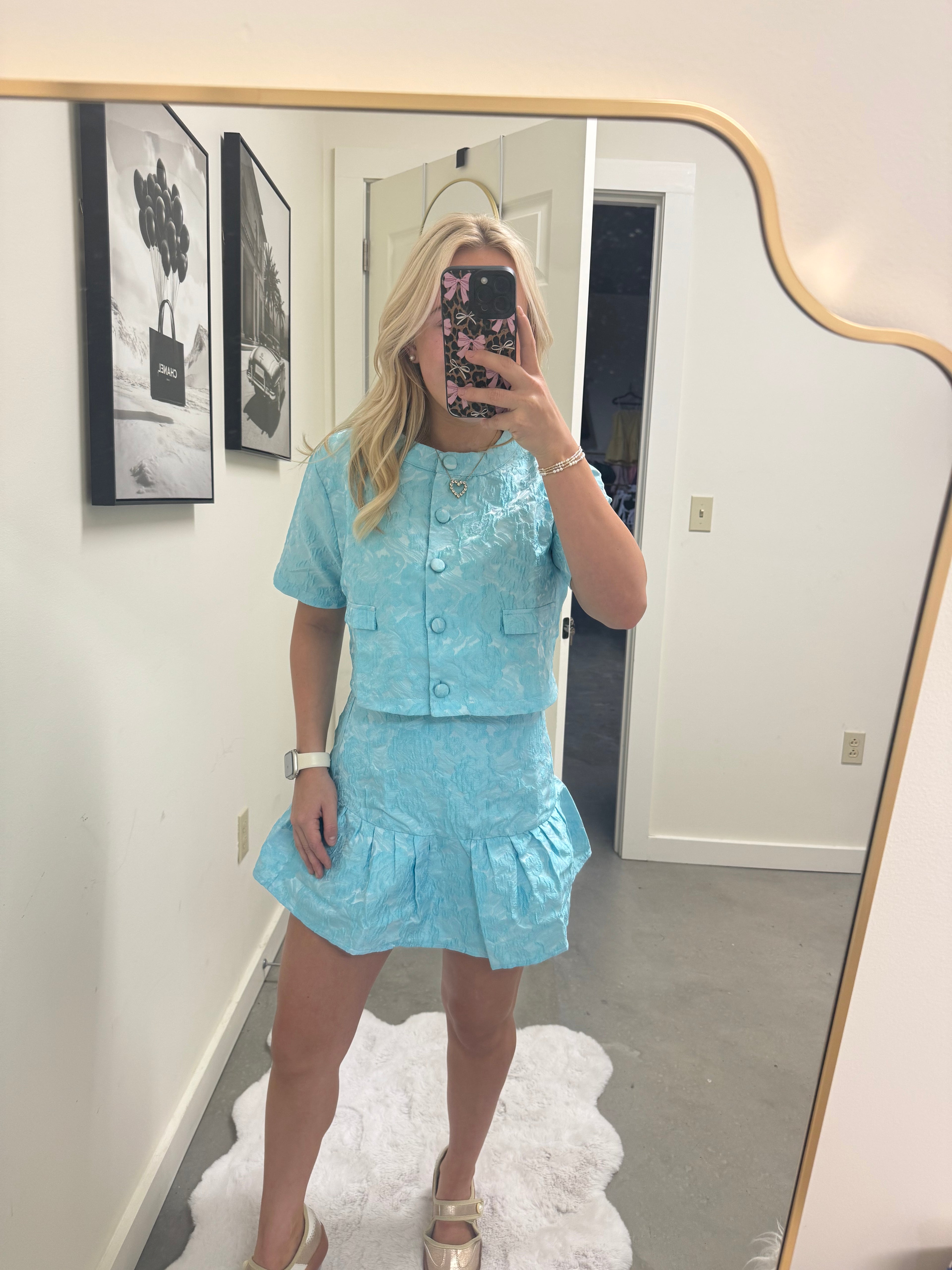 Teal Jacquard Set