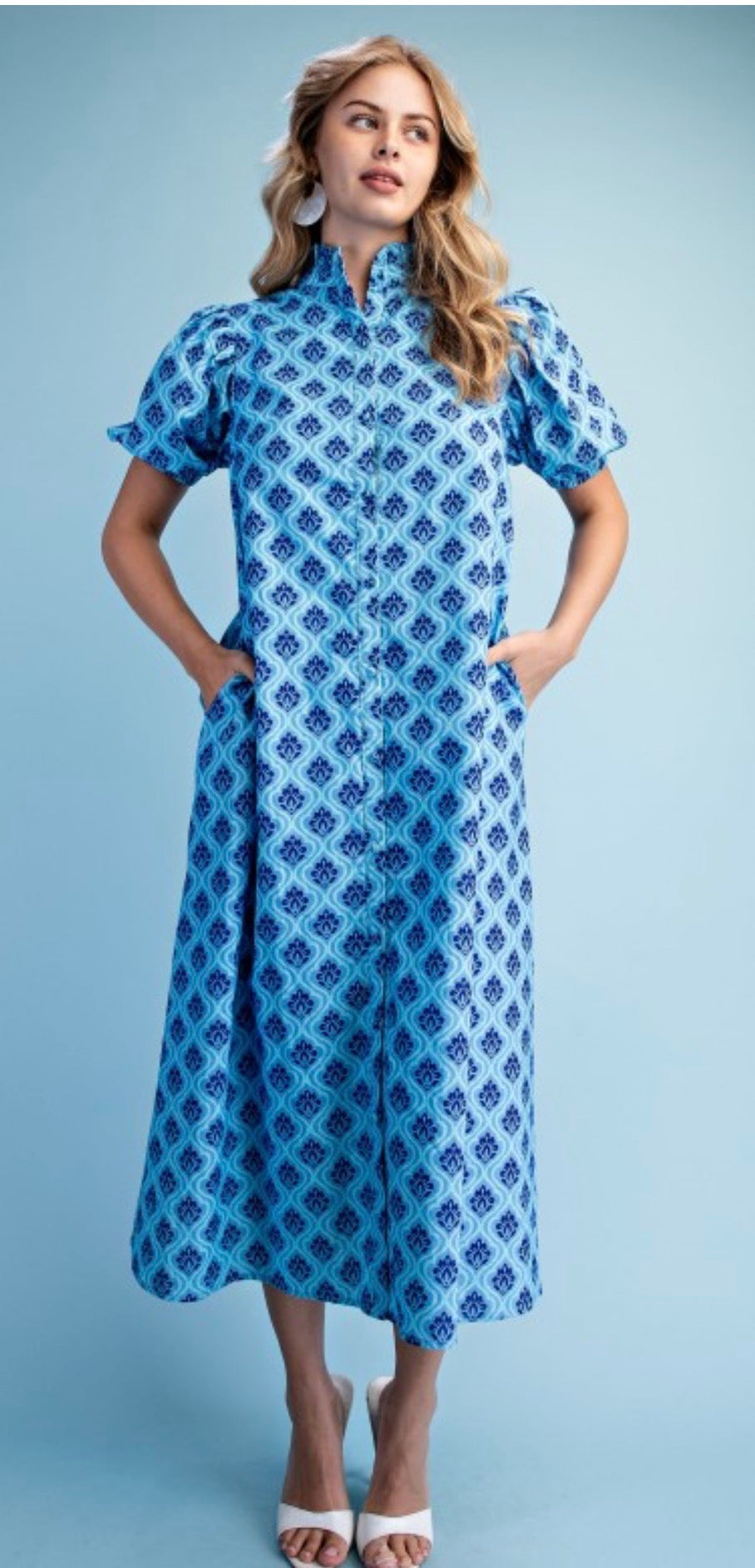 Bright Blue Printed Maxi