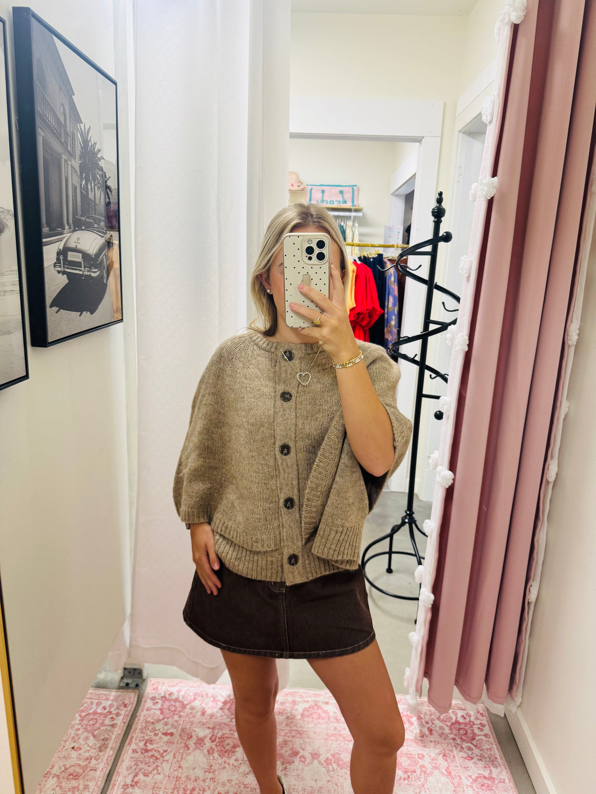Taupe Tiered Knit Capelet