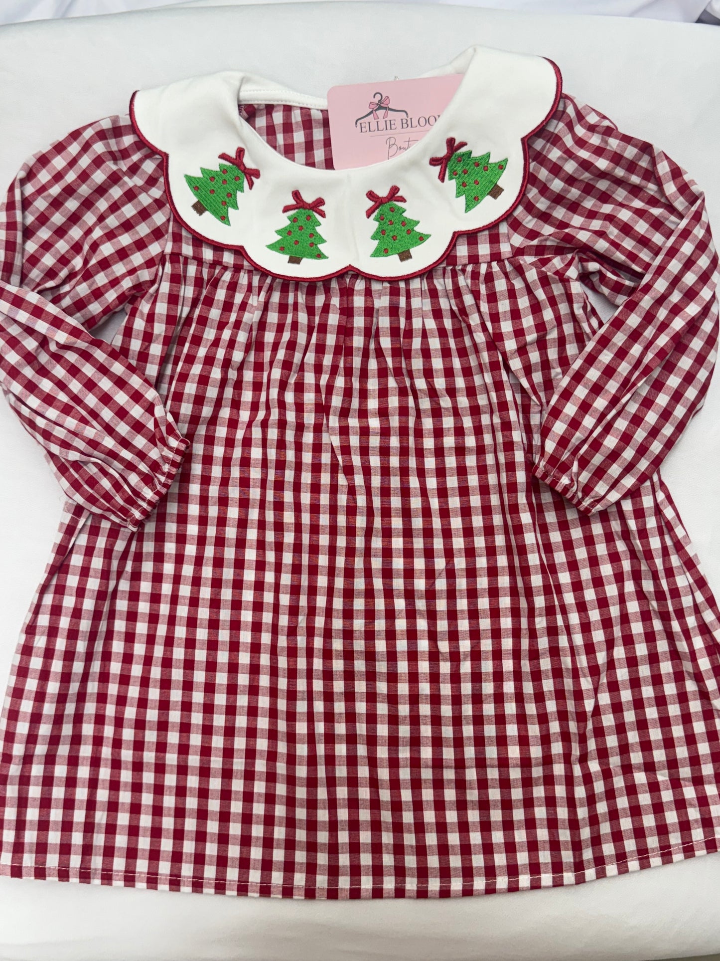 Girl Red Gingham Christmas Dress