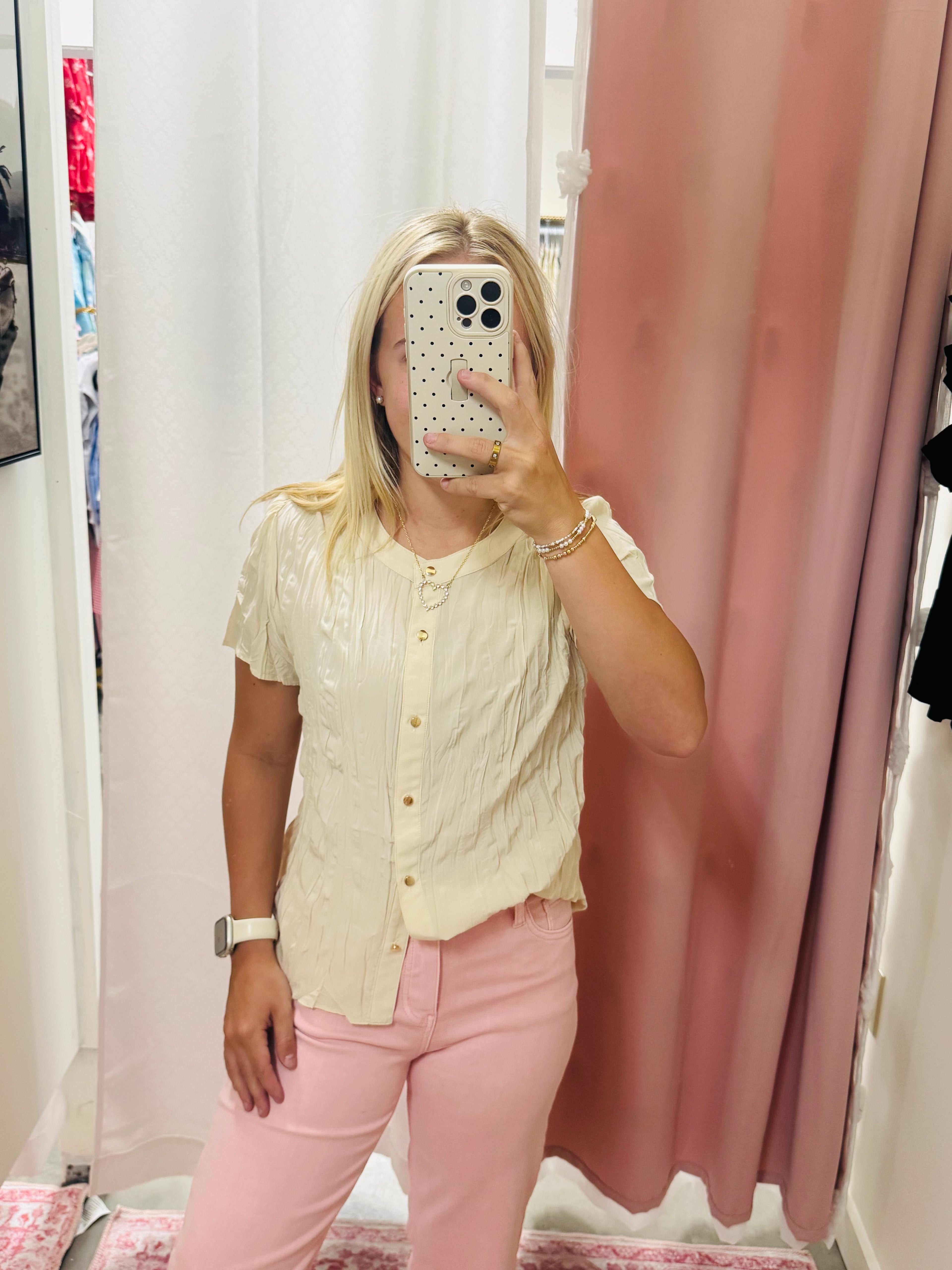 Crinkled Golden Button Up