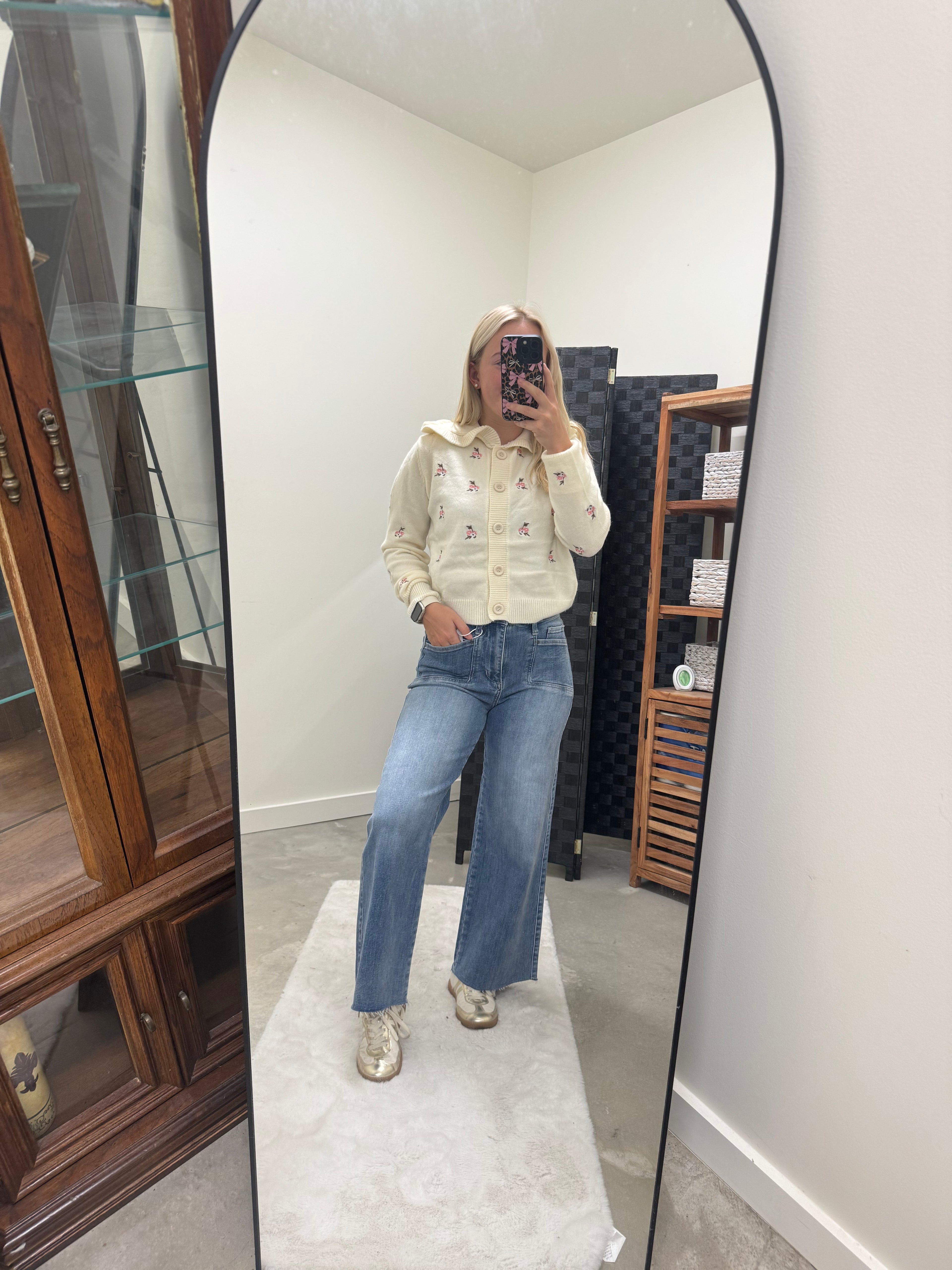 Embroidered Flower Sweater