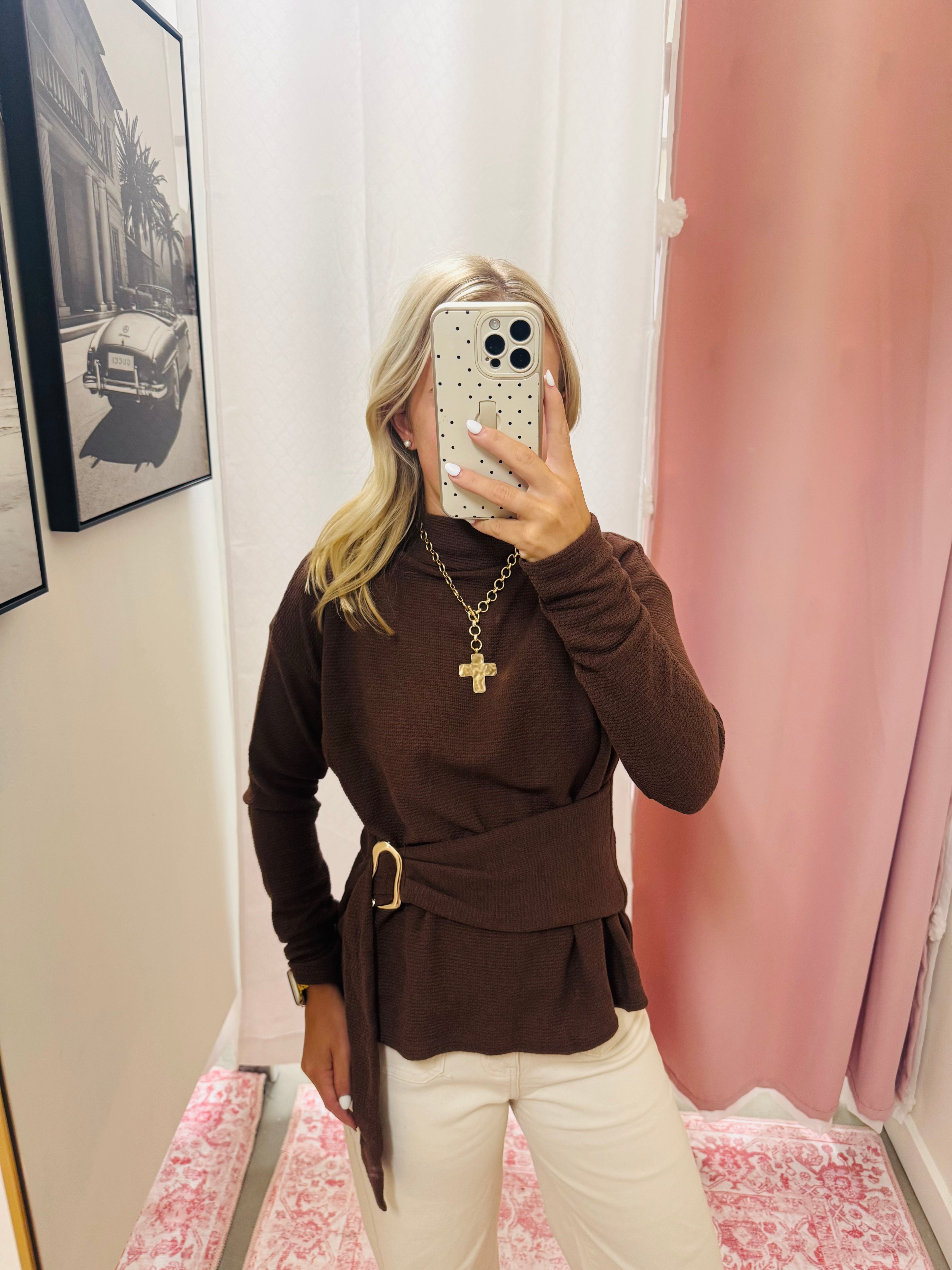 Brown Belted Top