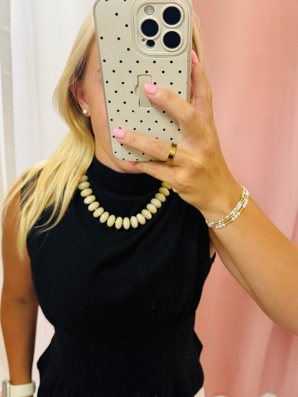 Beige Chunky Bead Necklace