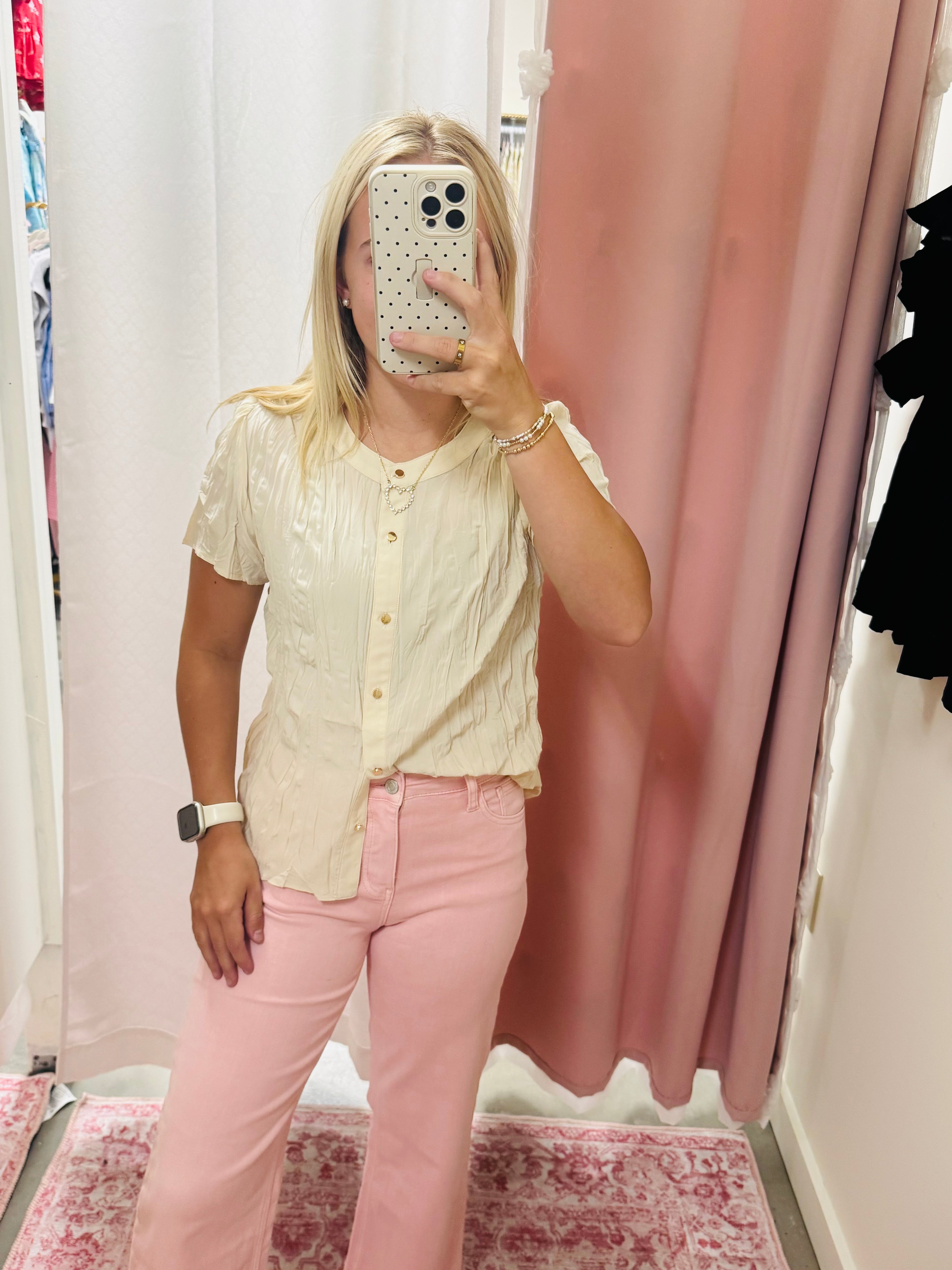 Crinkled Golden Button Up