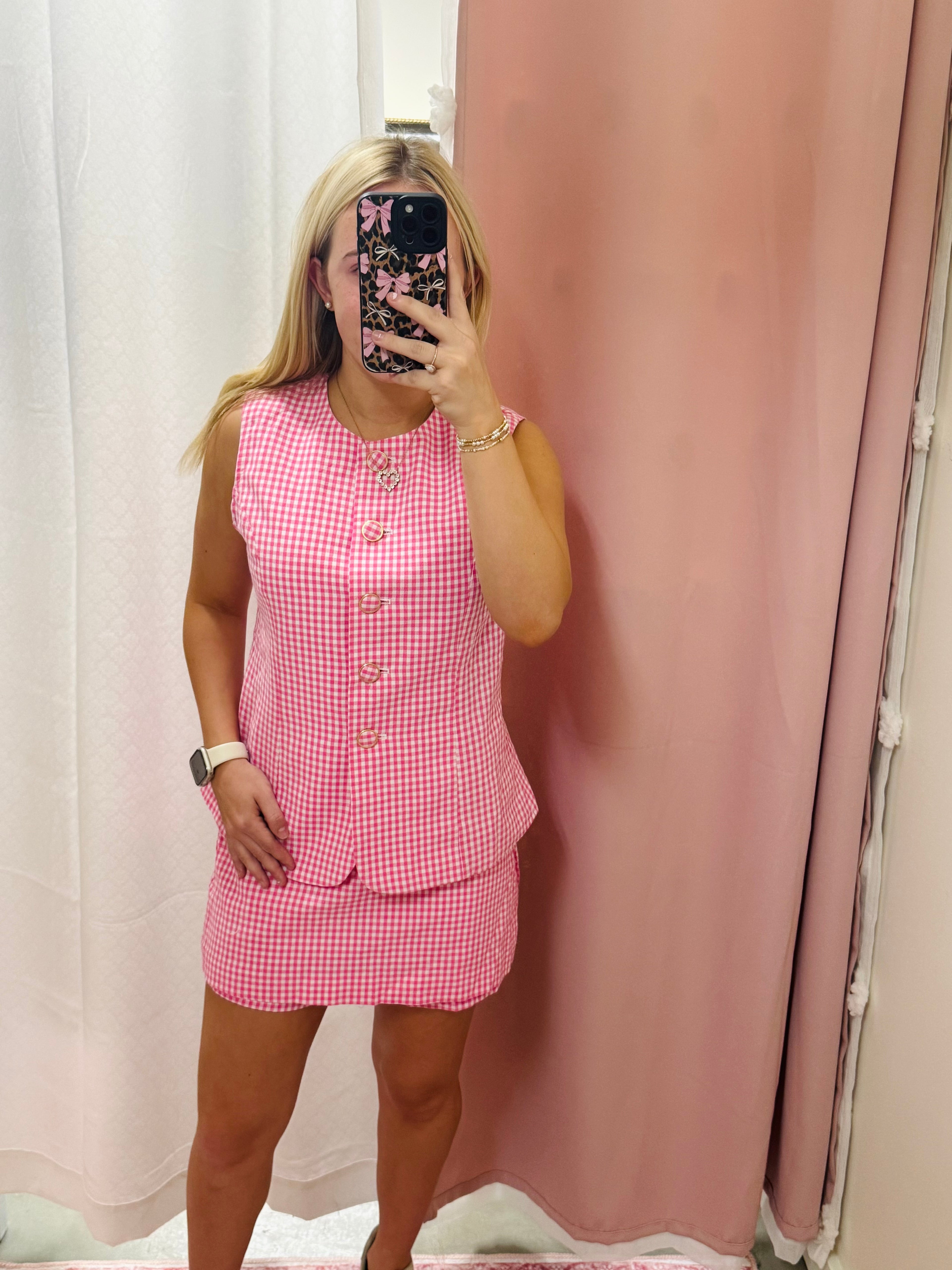 Pink Gingham Romper