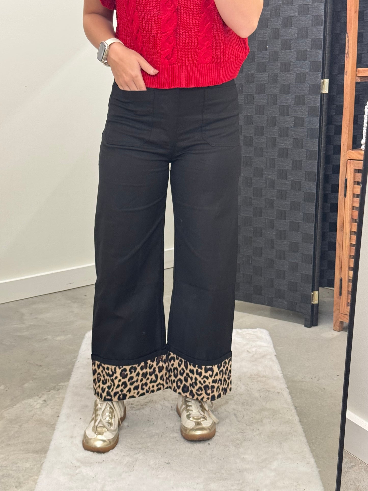 Black Jeans with Cheetah Bottom