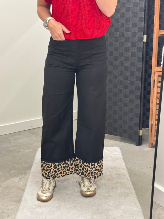 Black Jeans with Cheetah Bottom