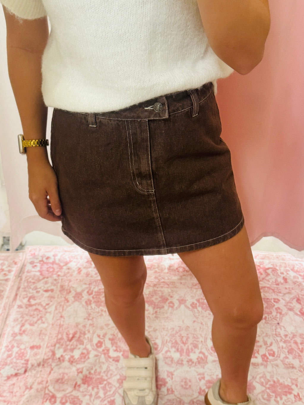 Brown Jean Skort