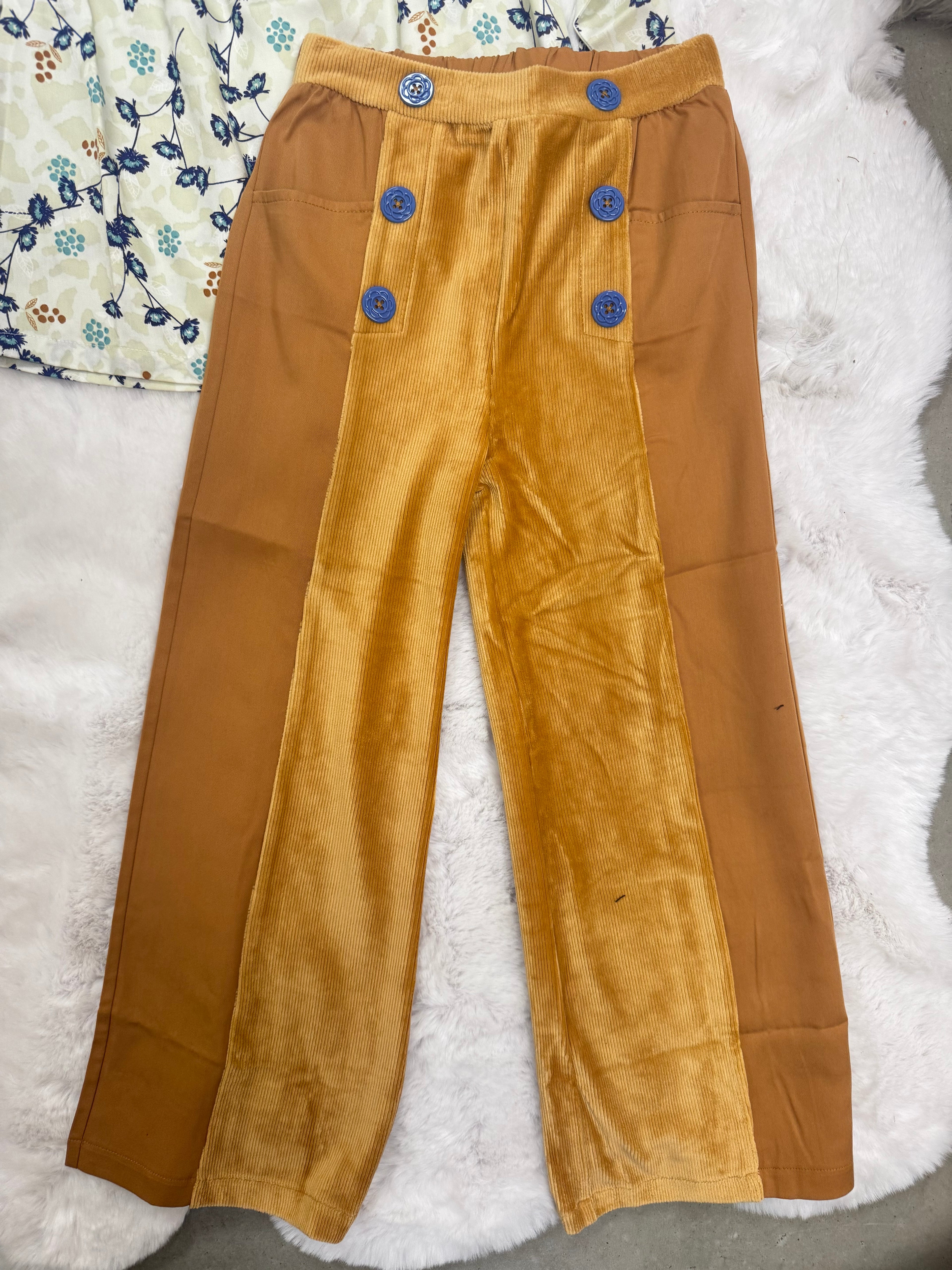 Corded Pull On Wide Pants