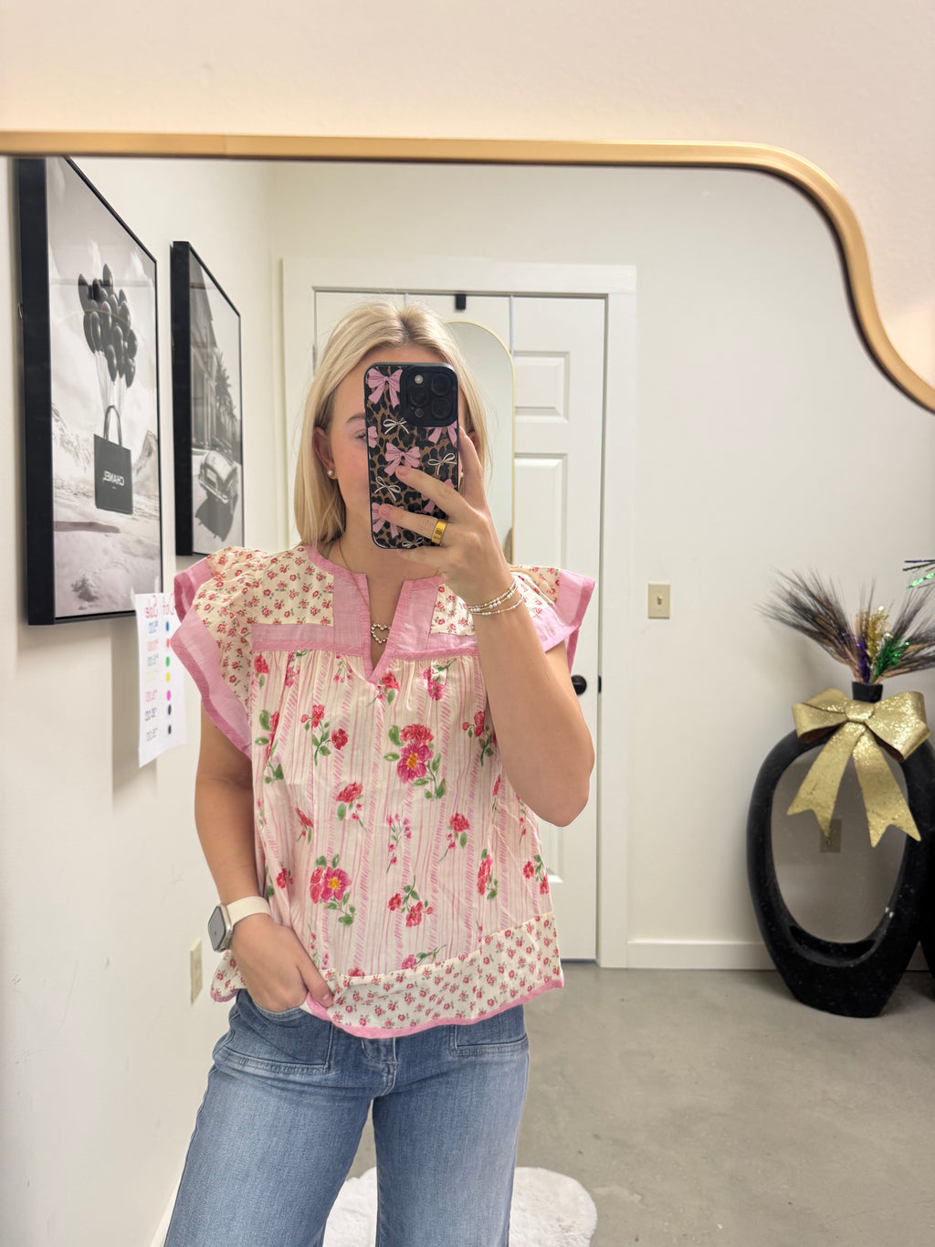 Pink Floral Blouse