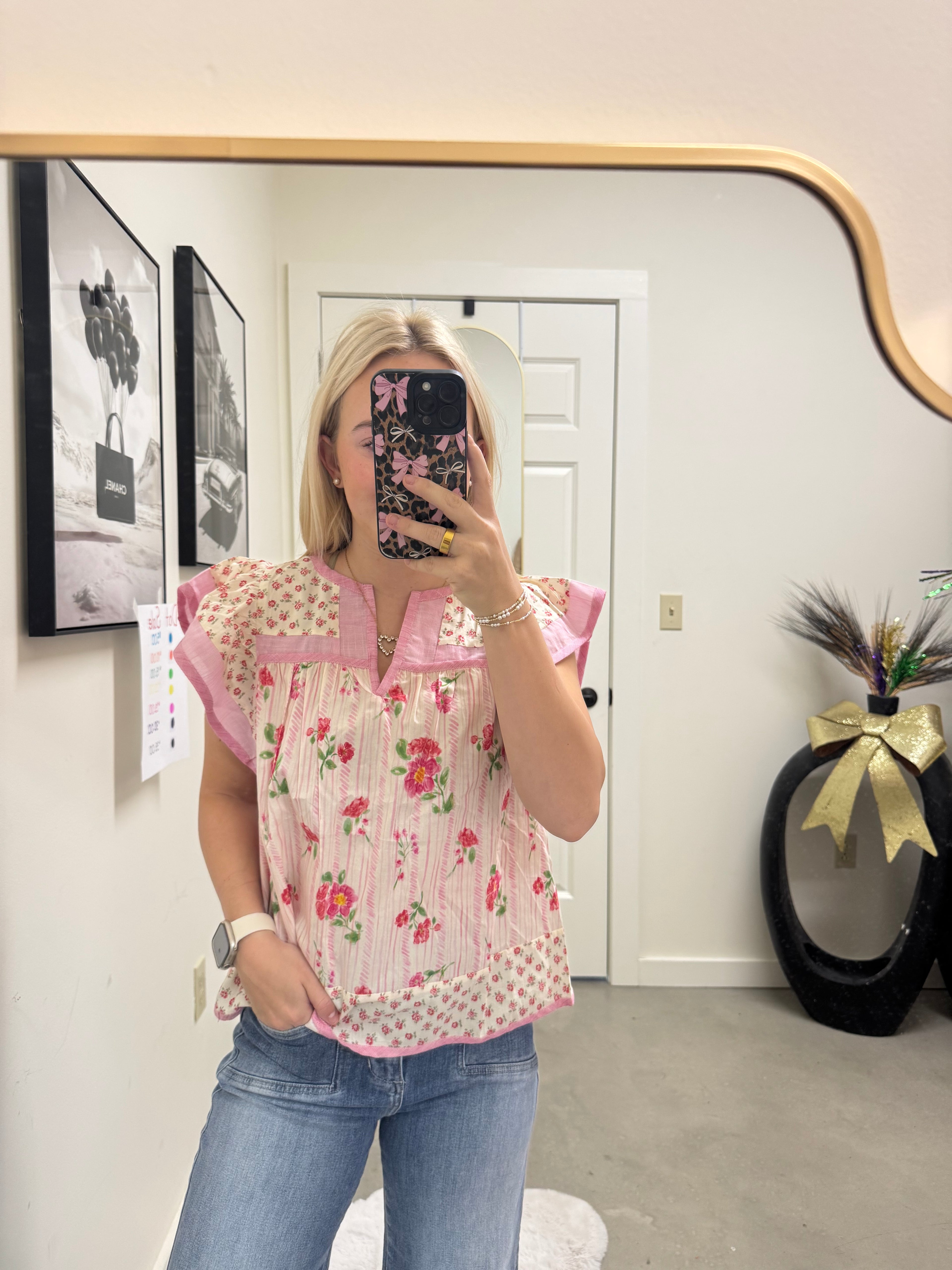 Pink Floral Blouse