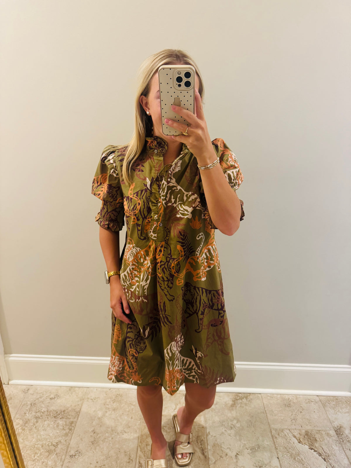 Olive and Rust Tiger Dress