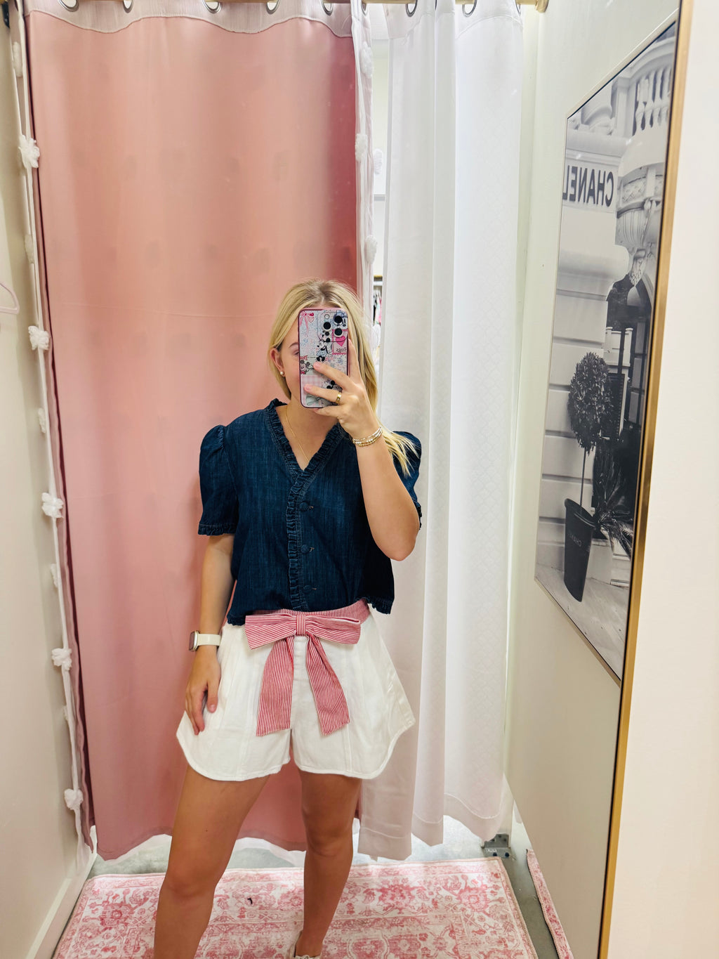 Red and White Bow Shorts