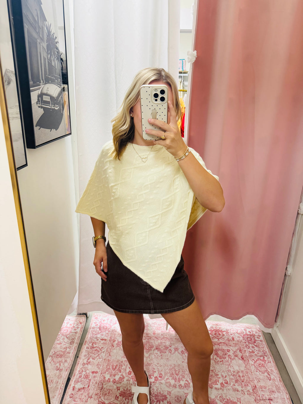 Cable Knit Poncho Sweater