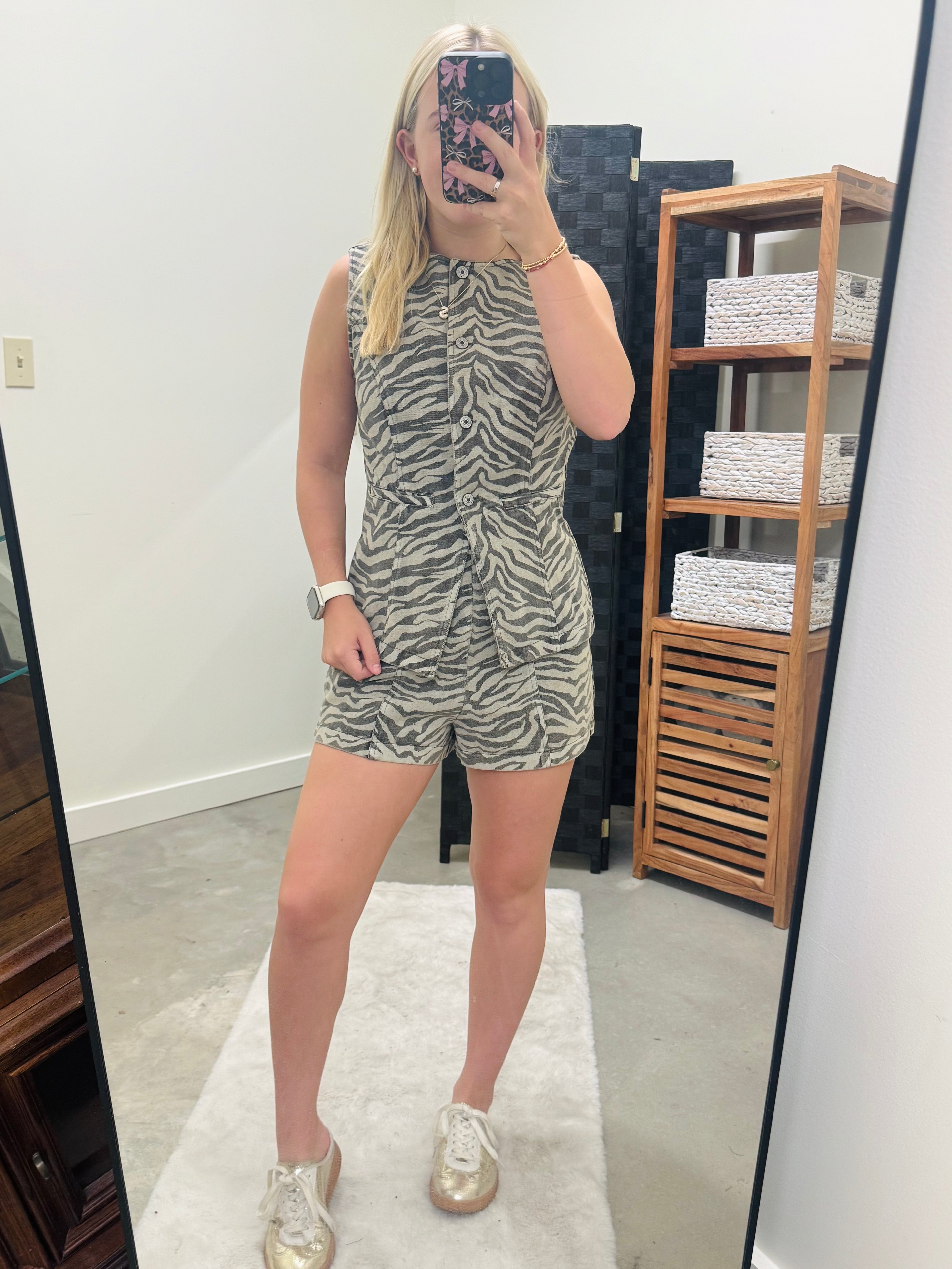 Neutral Tiger Denim Set