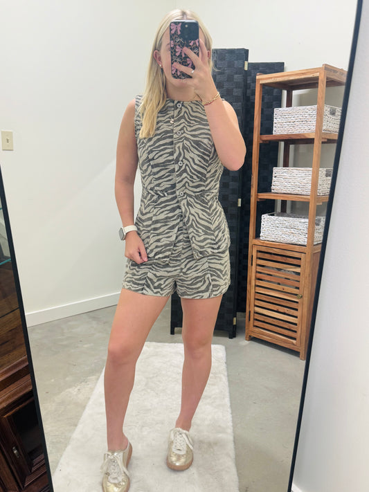 Neutral Tiger Denim Set
