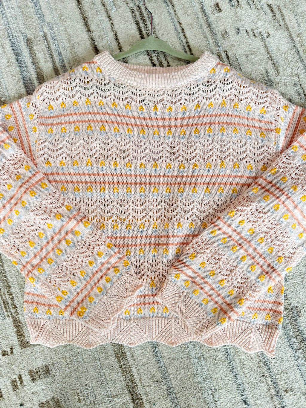 Floral Pointelle Sweater