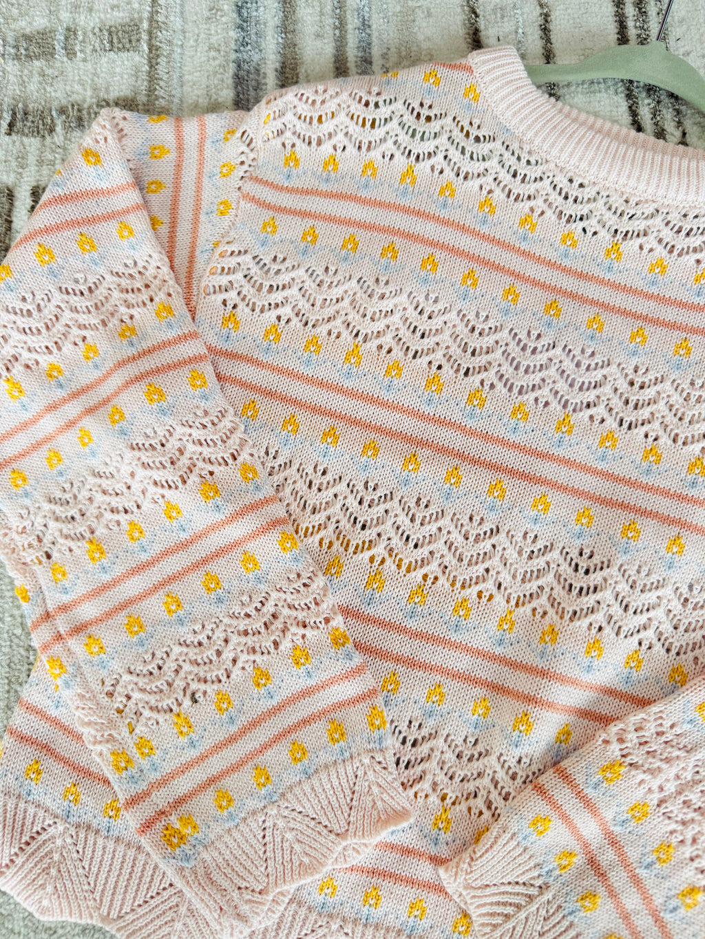 Floral Pointelle Sweater