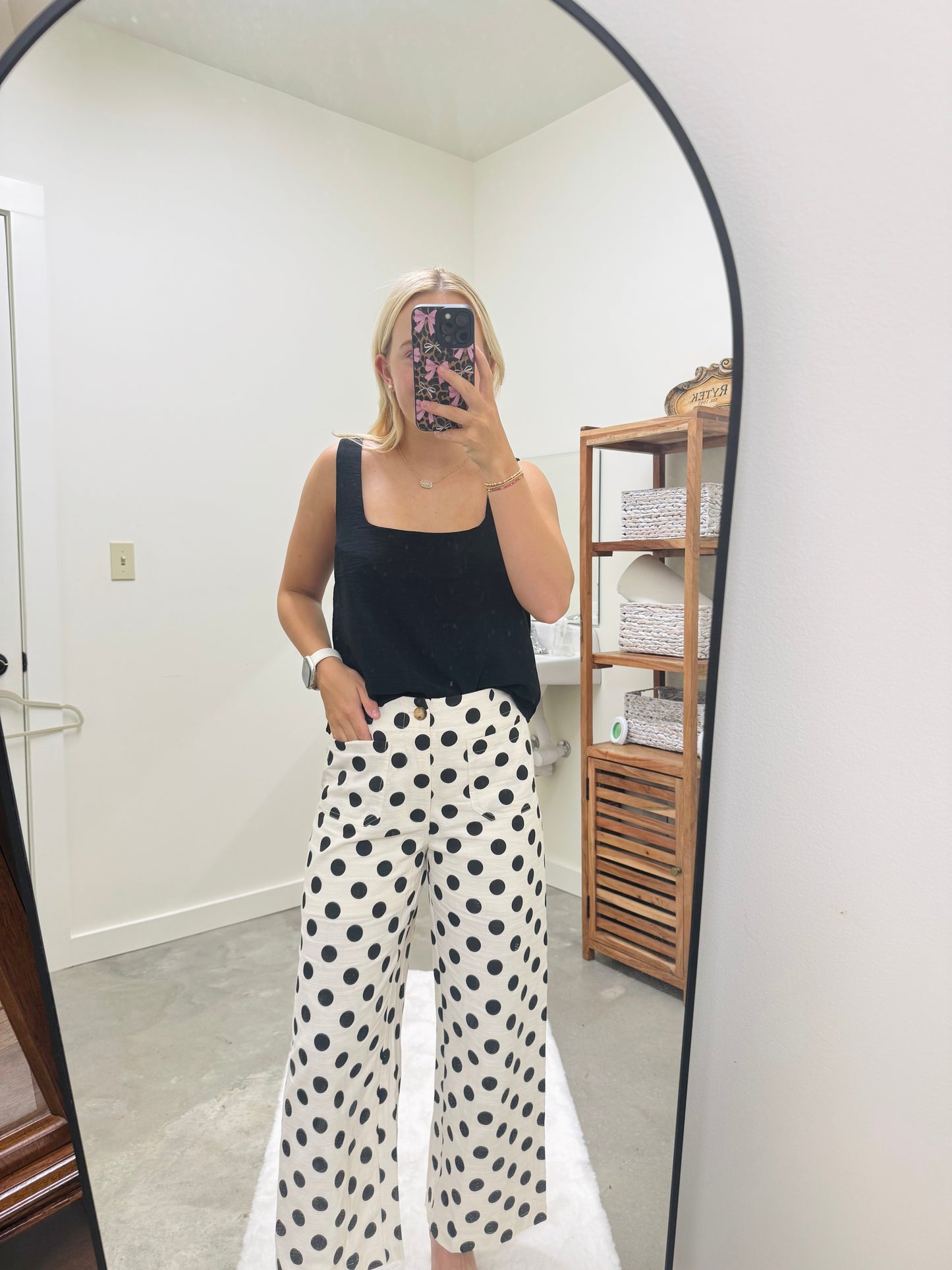 Polka Dot Cream Linen Pants