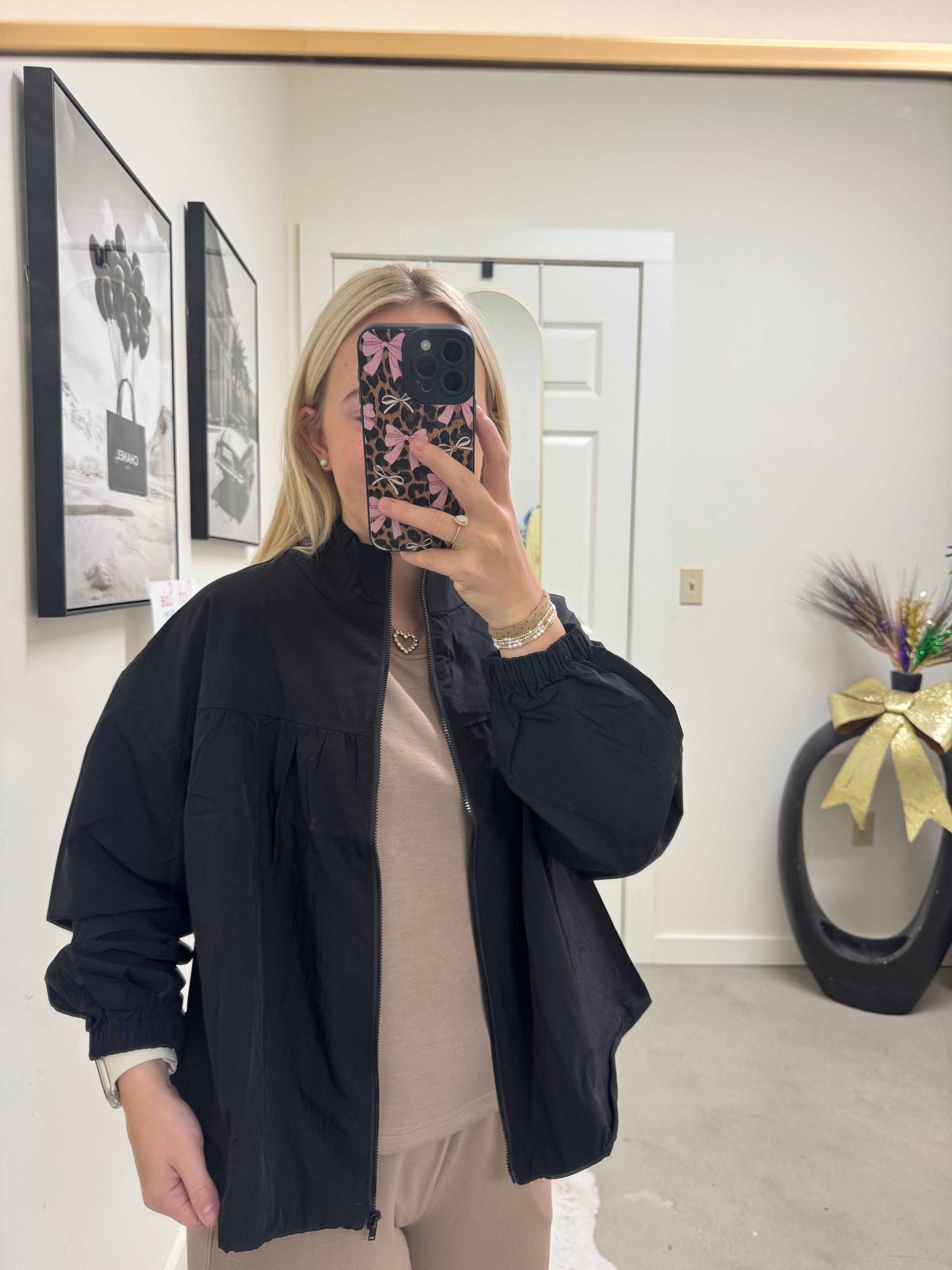 Black Athletic Wind Jacket