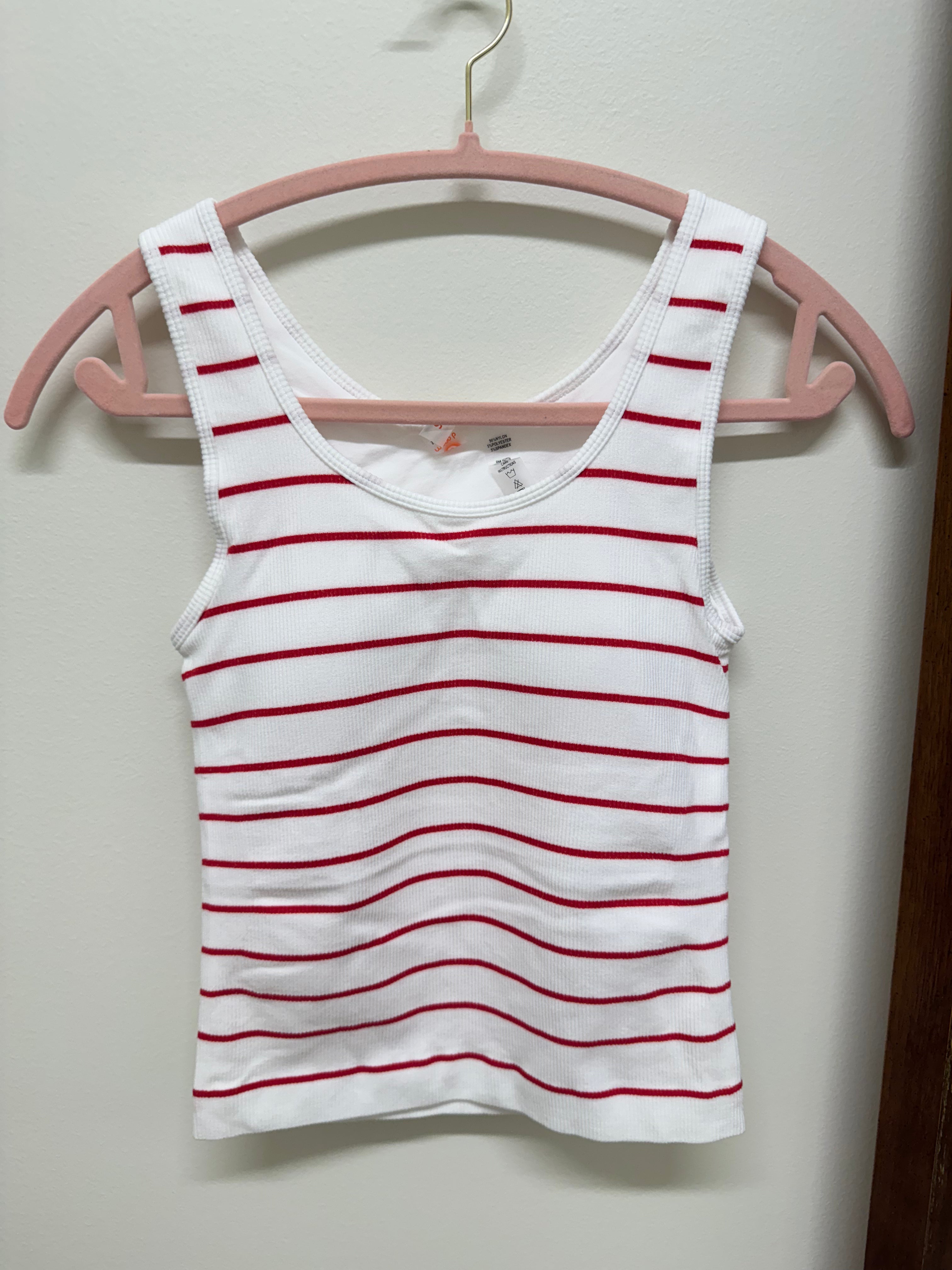 Red Striped Tank w Built in Bra