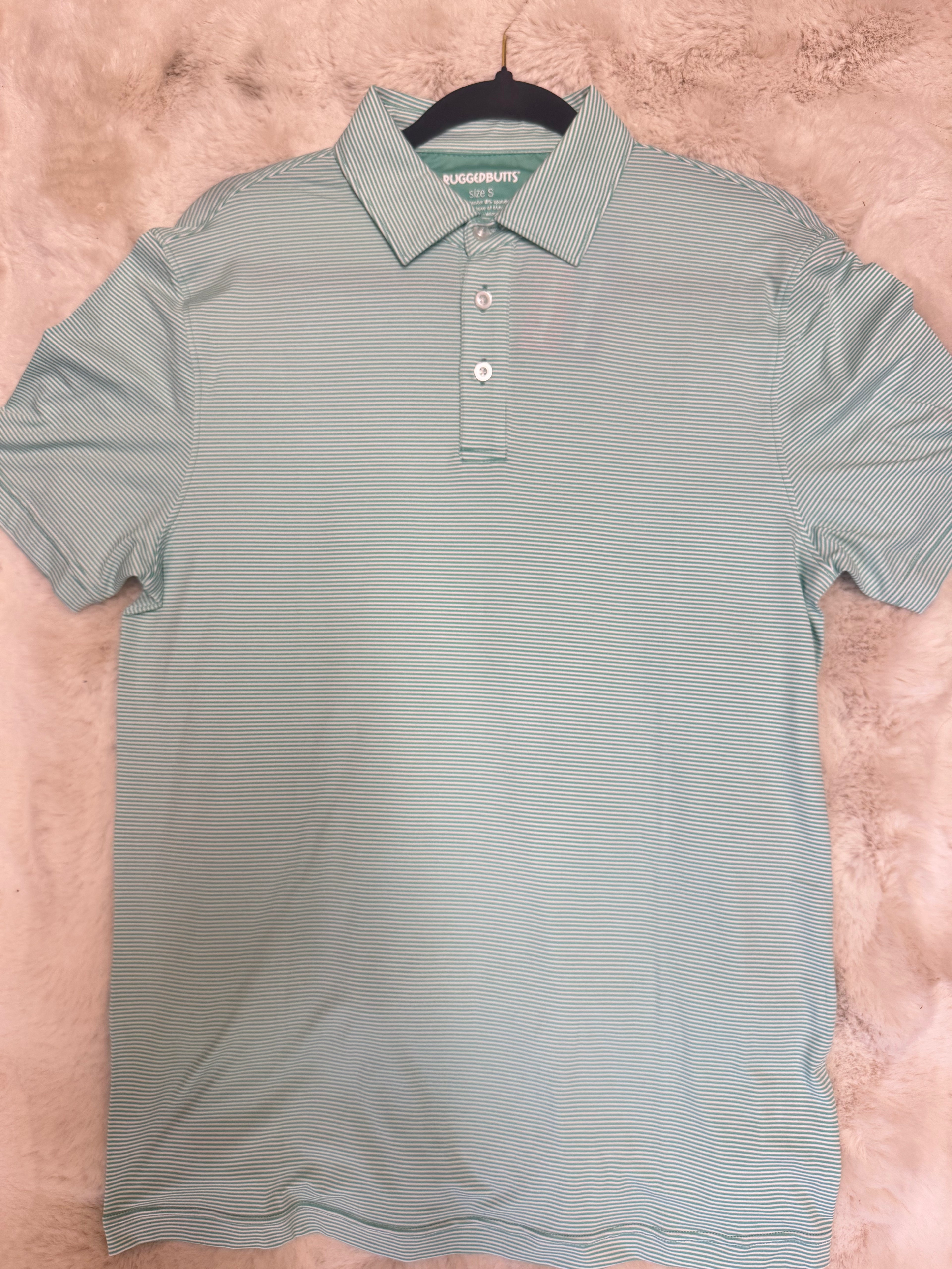 Men’s Teal Stripe Performance Polo