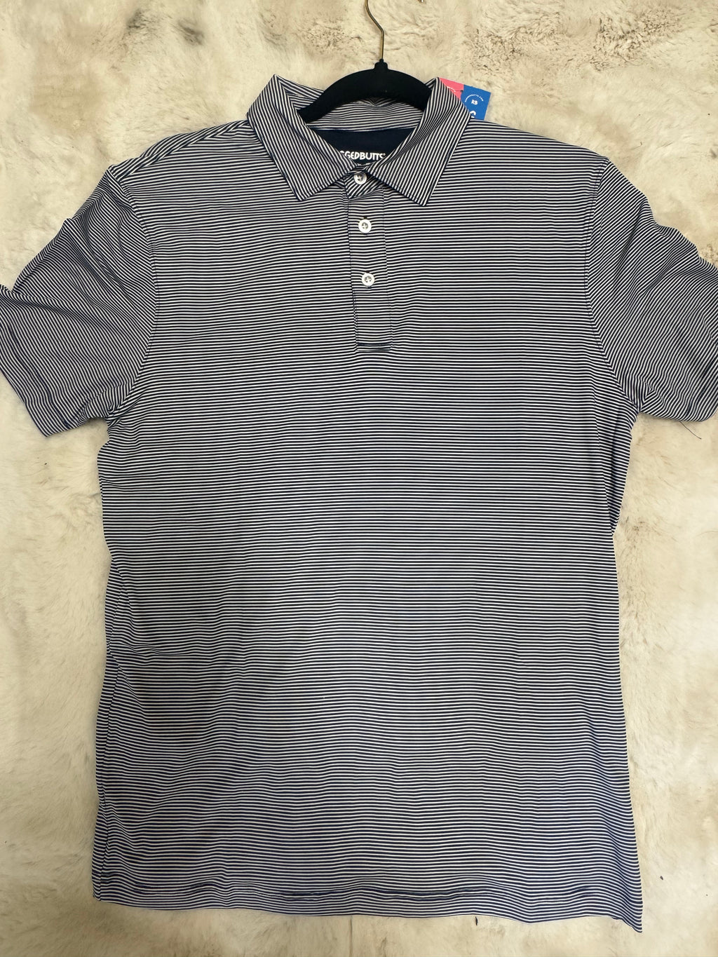 Men’s Navy Stripe Performance Polo
