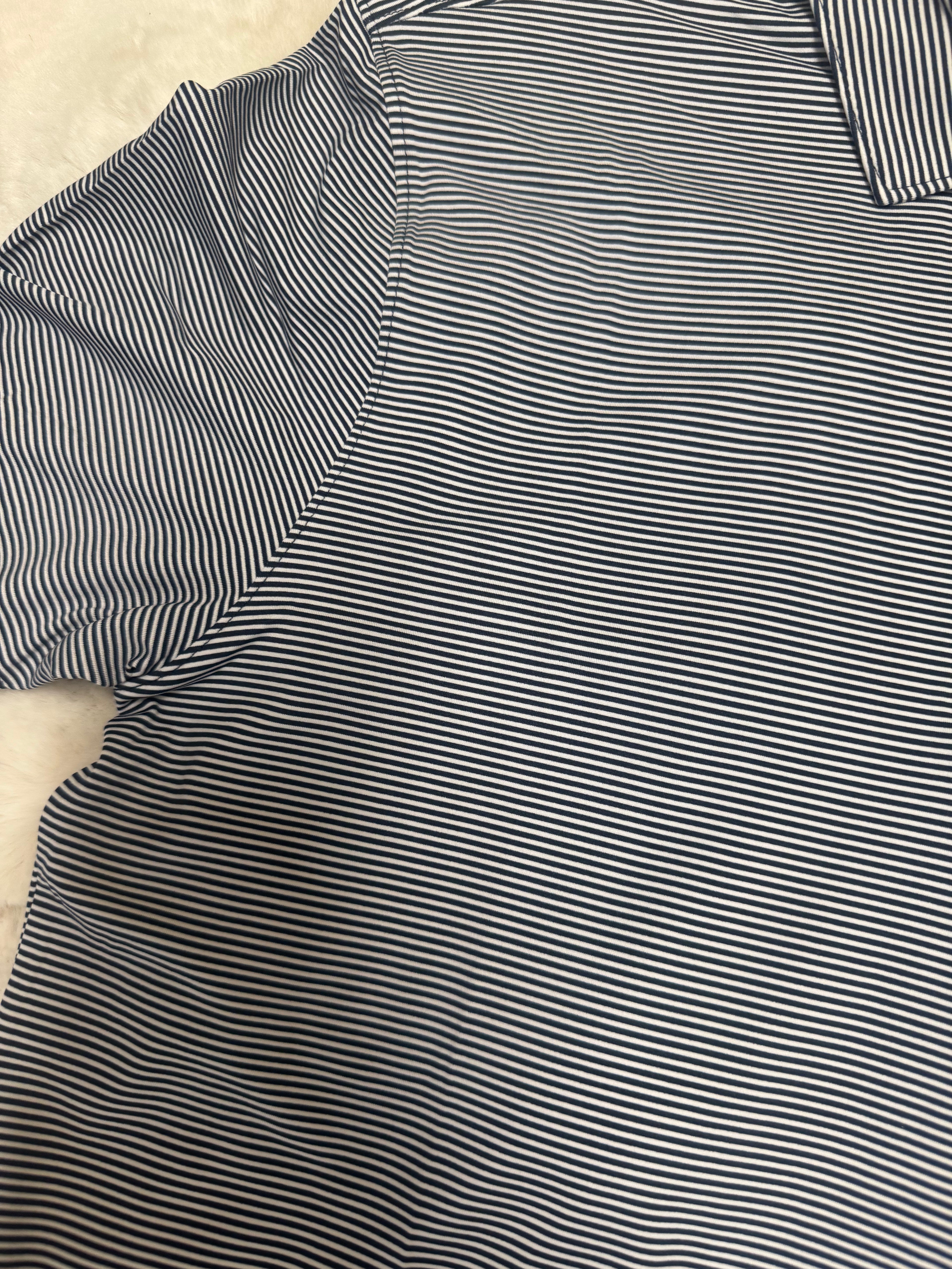 Men’s Navy Stripe Performance Polo