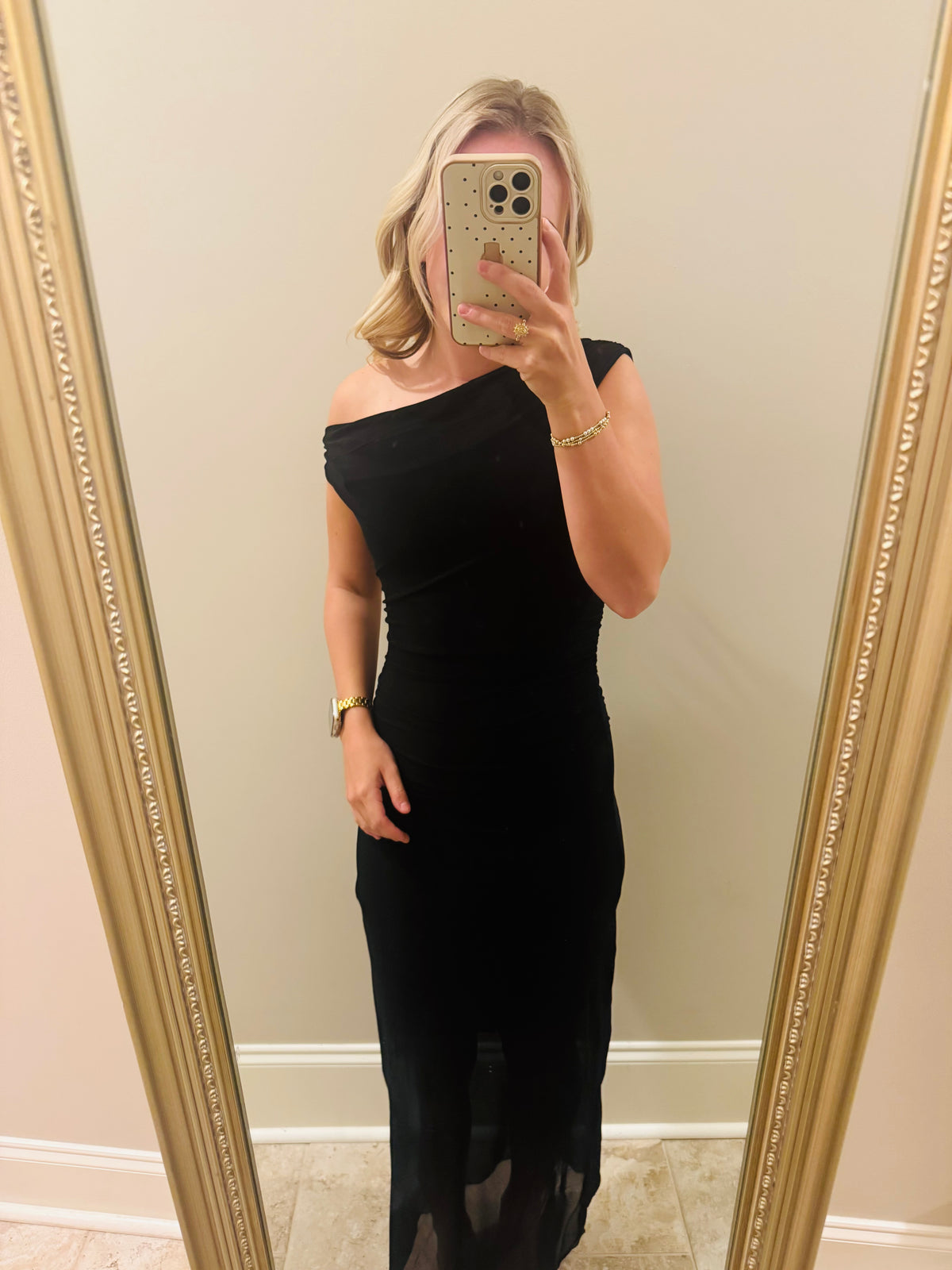 Black Asymmetrical Sheer Mini Dress