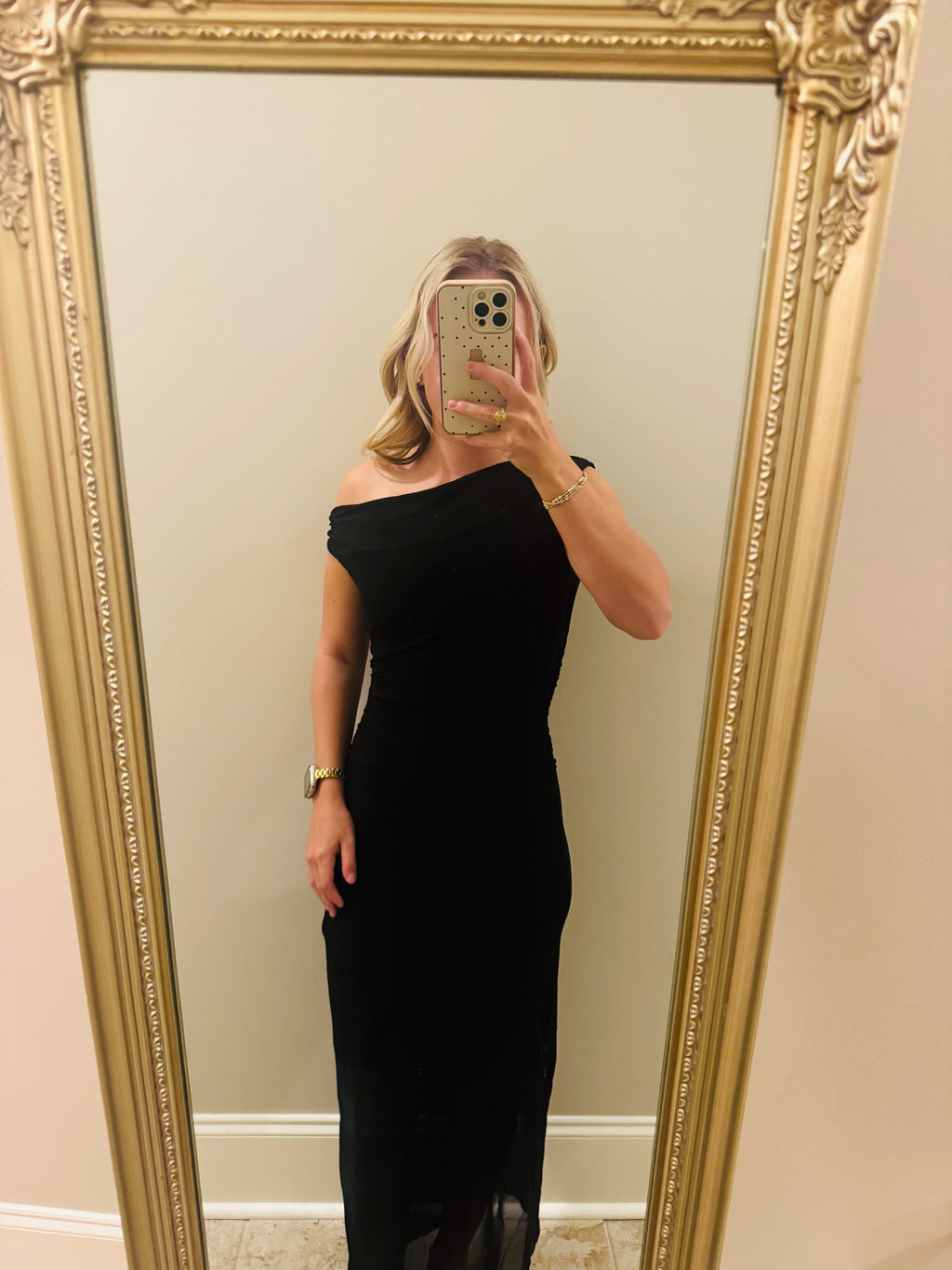Black Asymmetrical Sheer Mini Dress