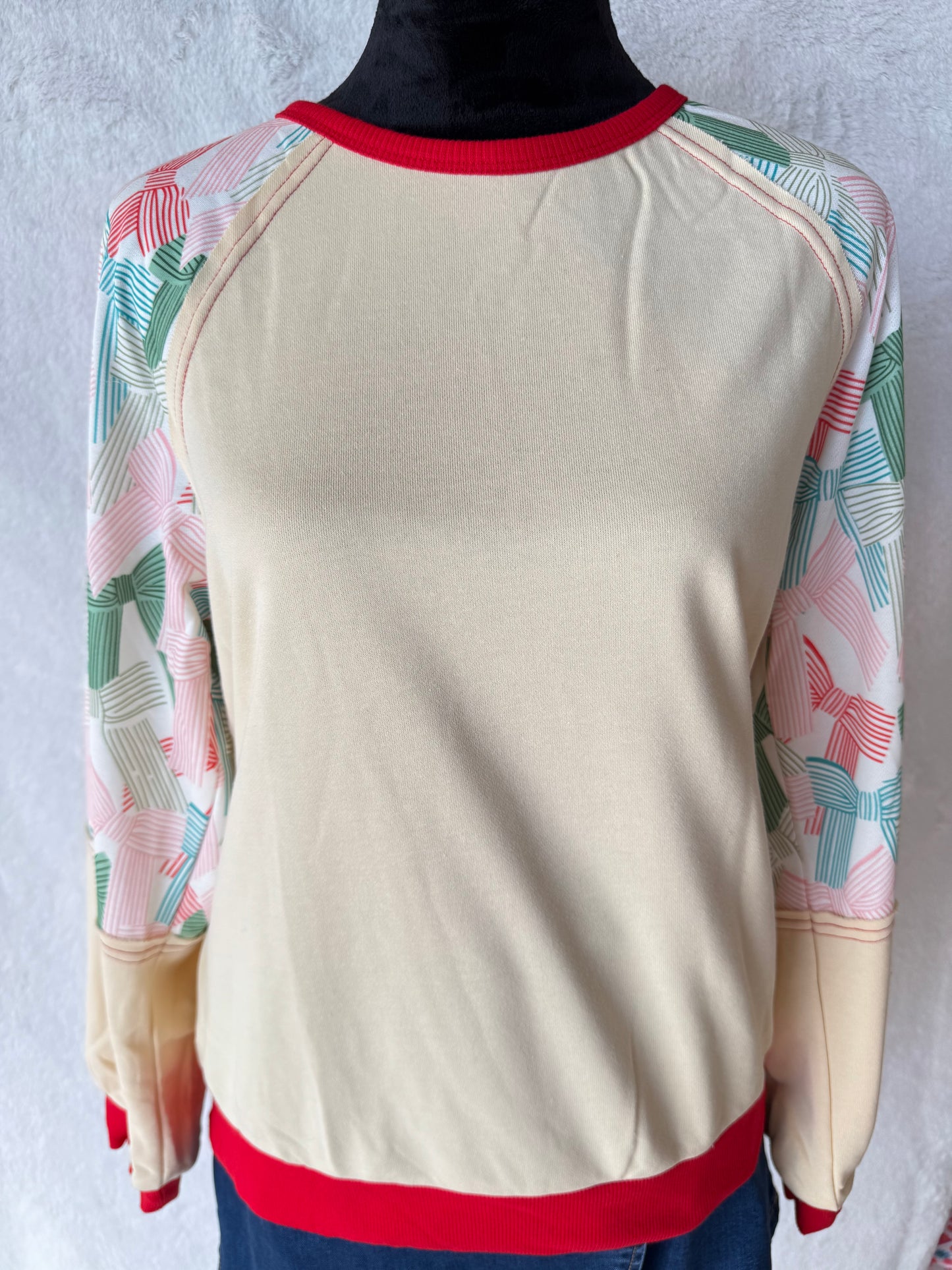 Beige Bow Sleeve Sweatshirt