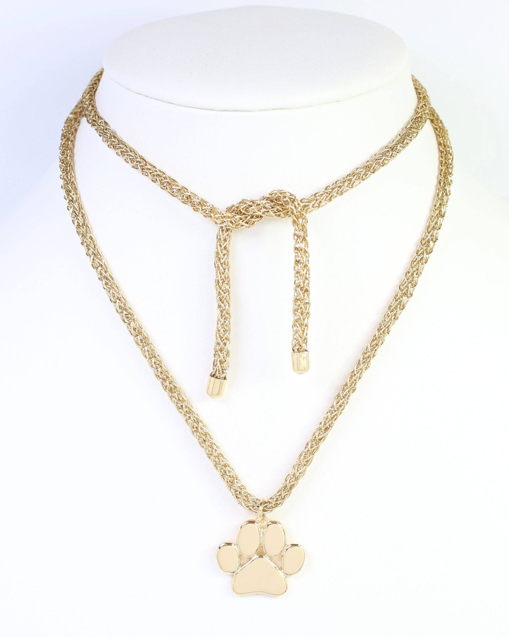 Cord Necklace Paw Print Gold