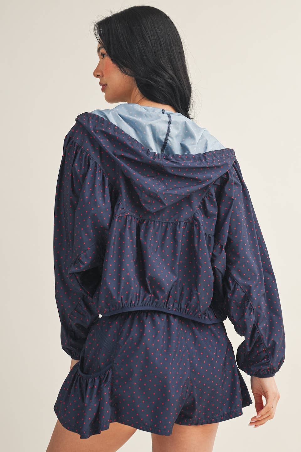 Navy Lightweight Polka Dot Print Jacket