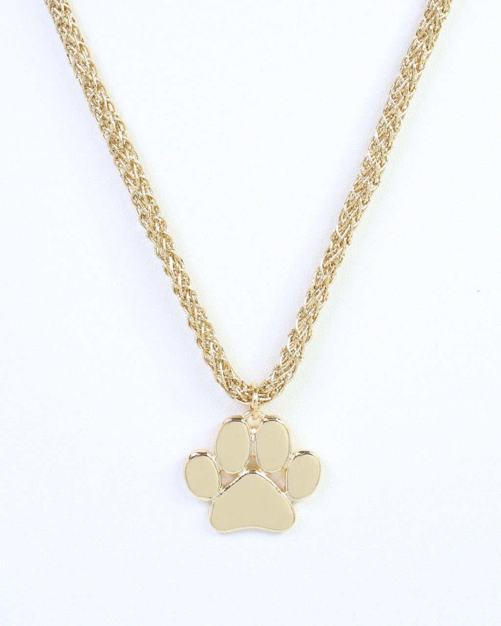 Cord Necklace Paw Print Gold
