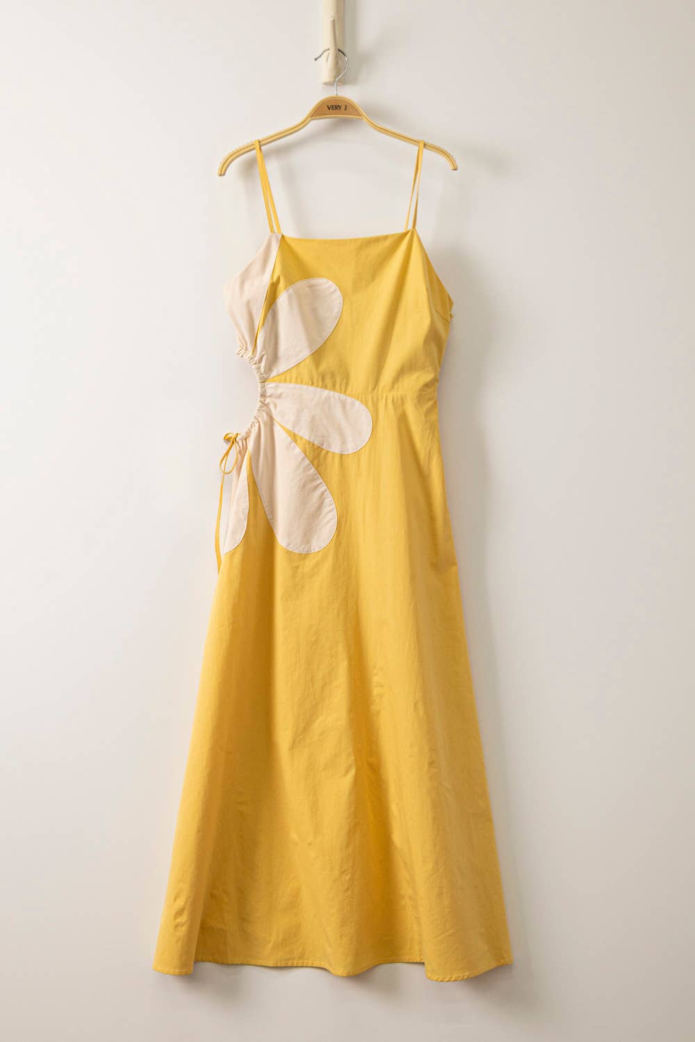 Yellow Cutout Floral Resort Midi Dress