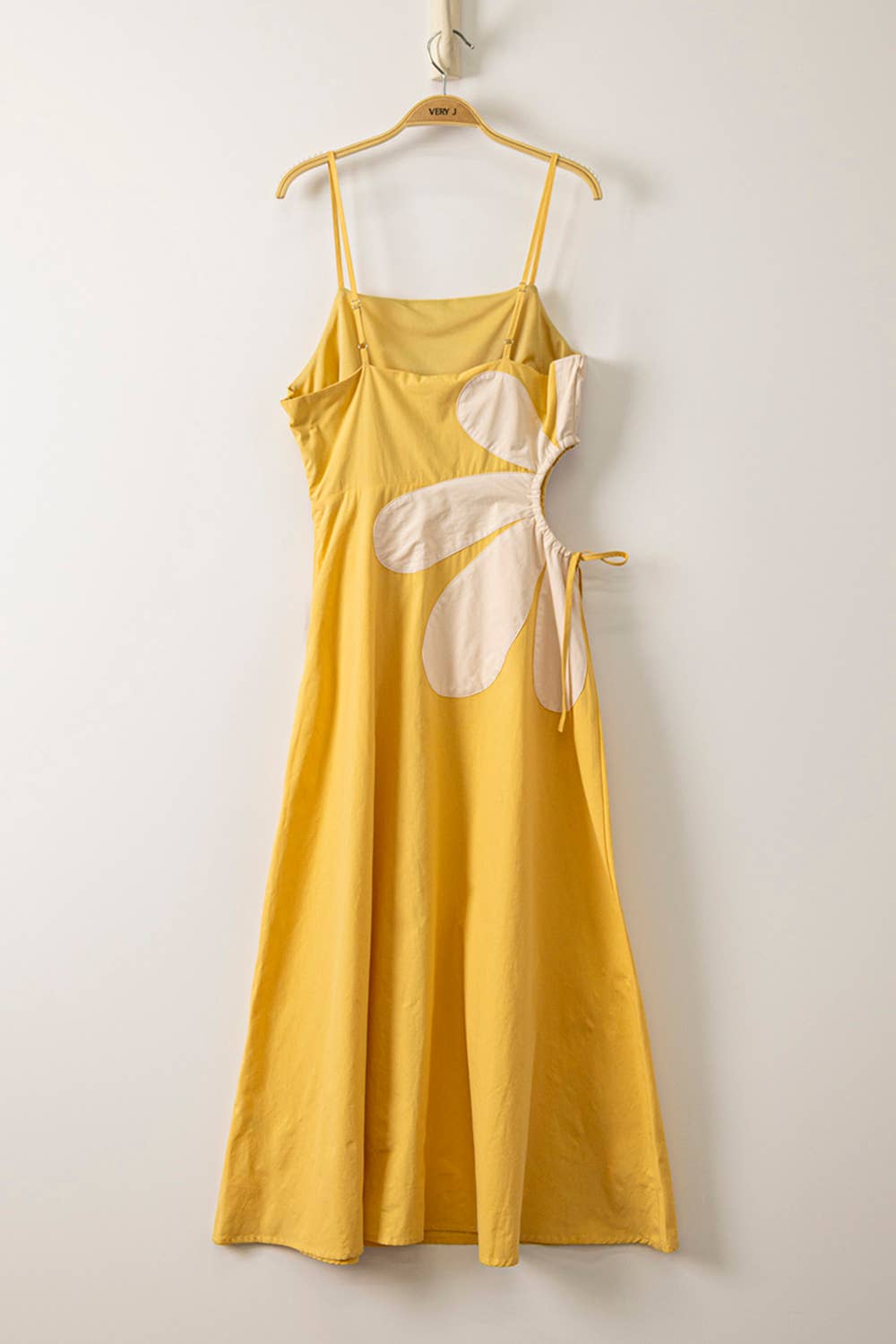 Yellow Cutout Floral Resort Midi Dress